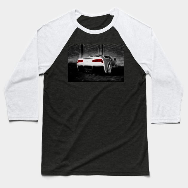 C7 - Corvette - black white Baseball T-Shirt by hottehue